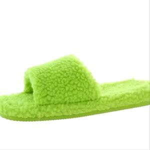 I.N.C. Green Dinnaa Womens Cozy Faux Fur Slide. Sz 6